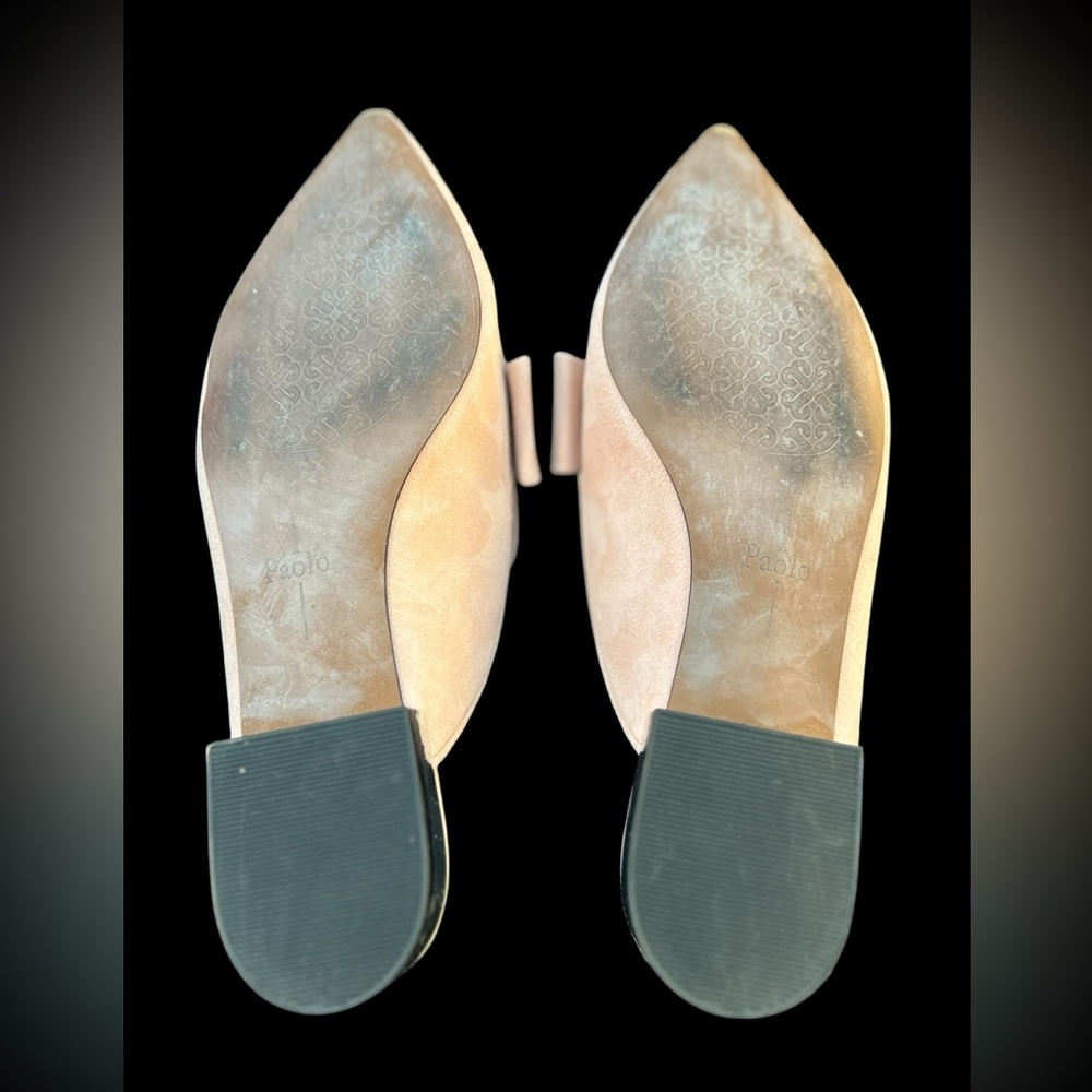 ๐ธ Linea Paolo Pink Suede Bow Mules | Silver Heel | Size 6 - Picture 7 of 7